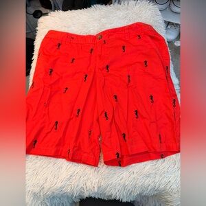 Merona orange cotton shorts with a black seahorse print Size 6